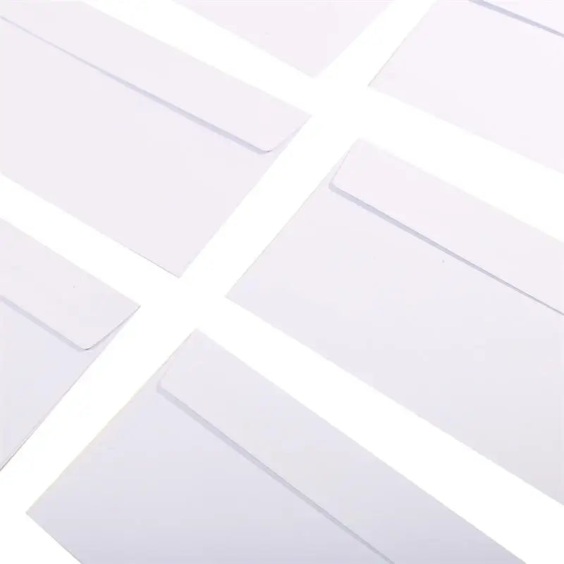 Set of 10-100 white windowless business envelopes by BackupMyFilesNow, self-sealing, suitable for A4 paper, bills, and invoices.