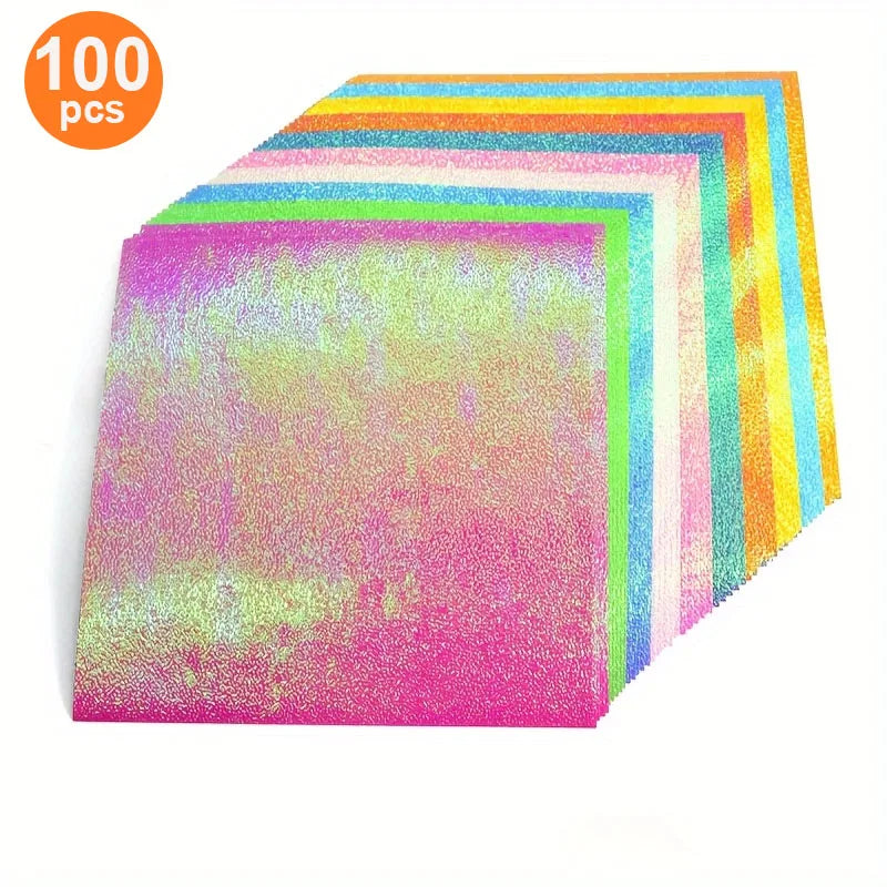 Set of 100 DIY handmade pearlescent paper sheets in two packs, thick, flexible, bright, ideal for crafts and creative projects.
