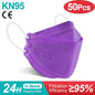 Gray fish-shaped KN95 FFP2 mask for adults, 4-layer respiratory face mask, approved FFP2 mouth cover, breathable and protective.