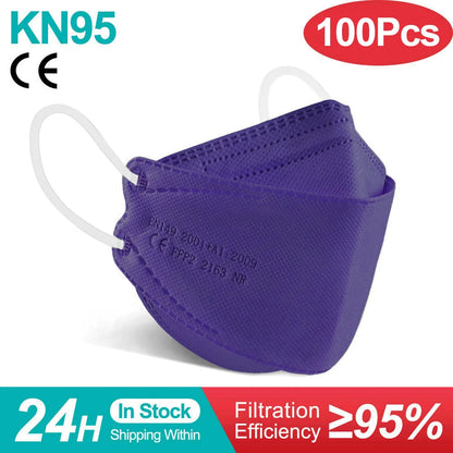 Gray Fish Mask KN95 FPP2 respirator mask for adults, 4-layer, approved FFP2 face mask with mouth cover and secure fit.
