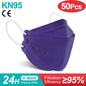 Gray fish-shaped KN95 FFP2 mask for adults, with 4-layer filtration and approved FFP2 respirator design.