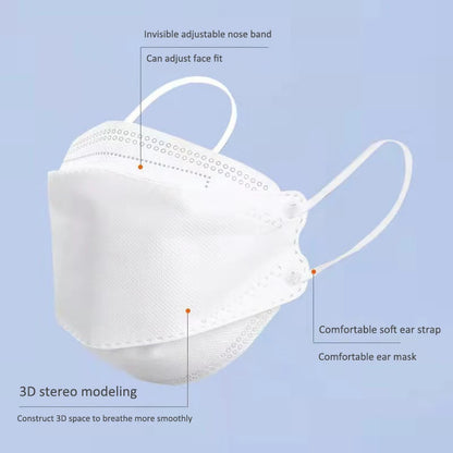 Gray adult fish-shaped KN95 FFP2 face mask with 4 layers, breathable respirator and mouth cover, approved FFP2 mask by BACKUPMYFILESNOW.COM®.