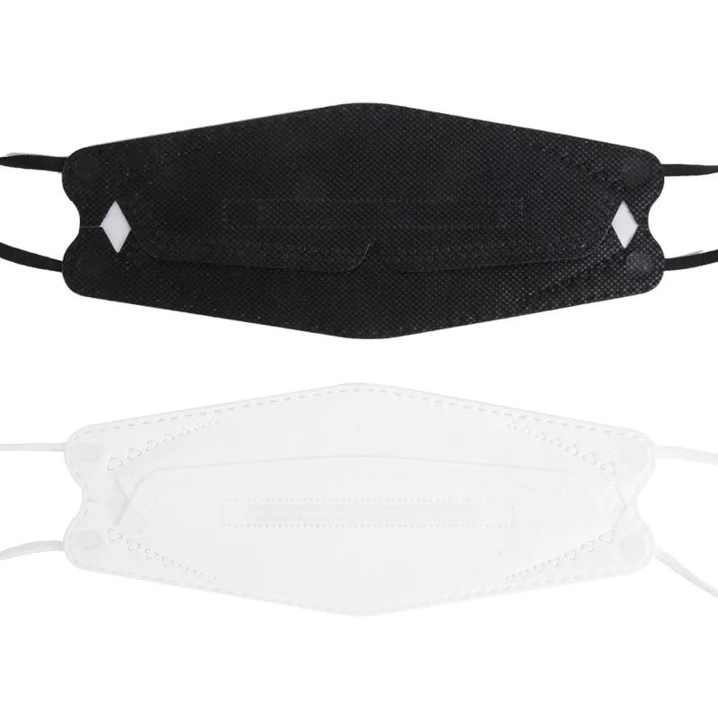 Gray adult fish-shaped KN95 FFP2 face mask with 4-layer protection, breathable respirator and mouth cover for safety.