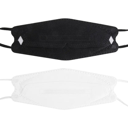 Gray adult fish-shaped KN95 FFP2 face mask with 4-layer protection, breathable respirator and mouth cover for safety.
