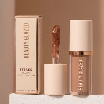 Beauty Glazed 2025 liquid contour palette with two shades for facial contouring, waterproof matte V-face shaping makeup.