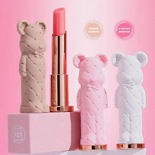 Beauty Glazed Bear moisturizing lipstick and colored lip balm with nourishing, watery formula, easy to apply and vibrant in color
