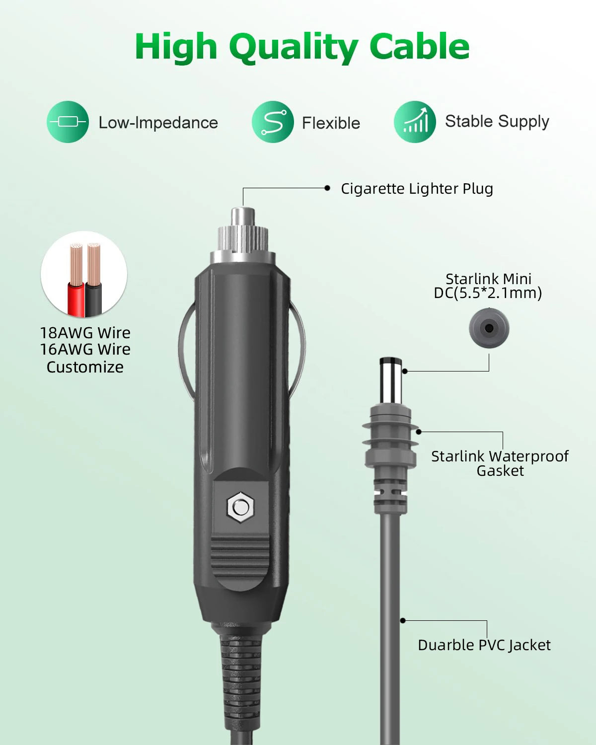Starlink V3/Gen3 Router with 10ft waterproof Gigabit Ethernet cable extension and dish for outdoor satellite connection.