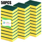 10/30/50PCS double-sided scrub sponge by BACKUPMYFILESNOW.COM®, heavy-duty kitchen sponge for grease, rust, and pot cleaning.