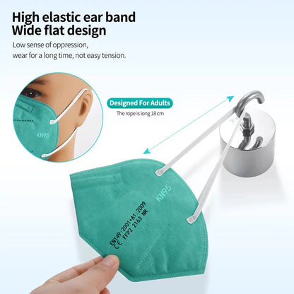 Pack of 10-100 FFP2 KN95 face masks with 5-layer filtration for adults, reusable and surgical-grade by BackupMyFilesNow.com