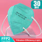 Set of 10 to 100 adult FFP2 masks with 5-layer KN95 filters, reusable, surgical-grade, and approved for safety and protection.