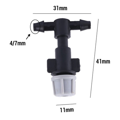 Set of 10 plastic watering irrigation garden misting sprinkler heads with nozzles and tee joints for irrigation systems.