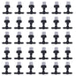 Set of 10 plastic garden watering irrigation misting sprinkler heads with T-joints for irrigation systems.