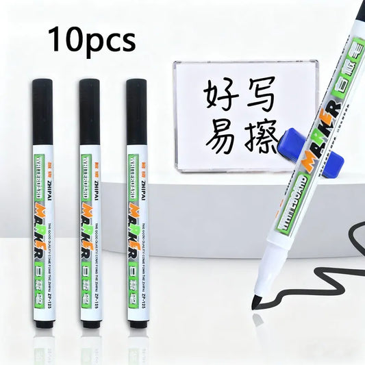 Set of 10 BackupMyFilesNow.com dry erase markers with colorful caps, suitable for whiteboards in office and classroom settings.