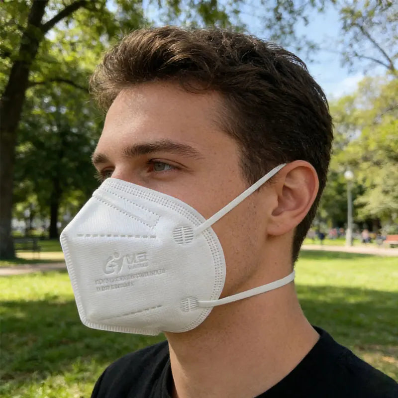 Pack of 10 disposable N95 face masks from BackupMyFilesNow.com, breathable and protective for dust and droplet prevention.