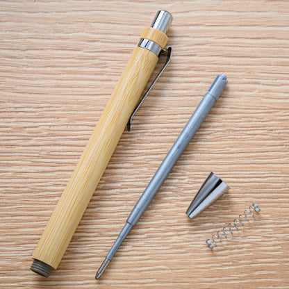 Set of 10 blue bamboo ballpoint pens from BackupMyFilesNow.com, ideal for office, school, or party stationery supplies.