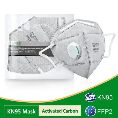 BackupMyFilesNow.com 10-pack of POWECOM KN95 masks with activated carbon, valve, safety face protection, adult mouth masks