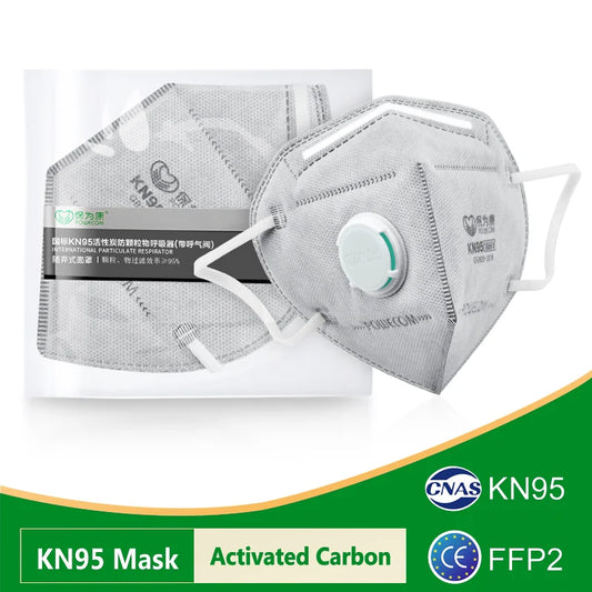 BackupMyFilesNow.com 10-pack of POWECOM KN95 masks with activated carbon, valve, safety face protection, adult mouth masks