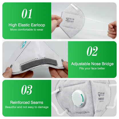 BackupMyFilesNow.com 10-pack of POWECOM KN95 masks with activated carbon, valve, and safety face protection for adults.