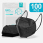 Set of 10 black FPP2 masks for adults, CE approved, dustproof respirators with KN95 face masks in multiple colors.