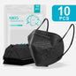 Set of black FFP2 masks for adults, CE approved dustproof respirators, with 12 colors, KN95 face masks, and protective features.