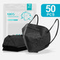 Set of 10 black FFP2 masks for adults, CE approved dustproof respirators, KN95 face masks in multiple colors, breathable and protective.