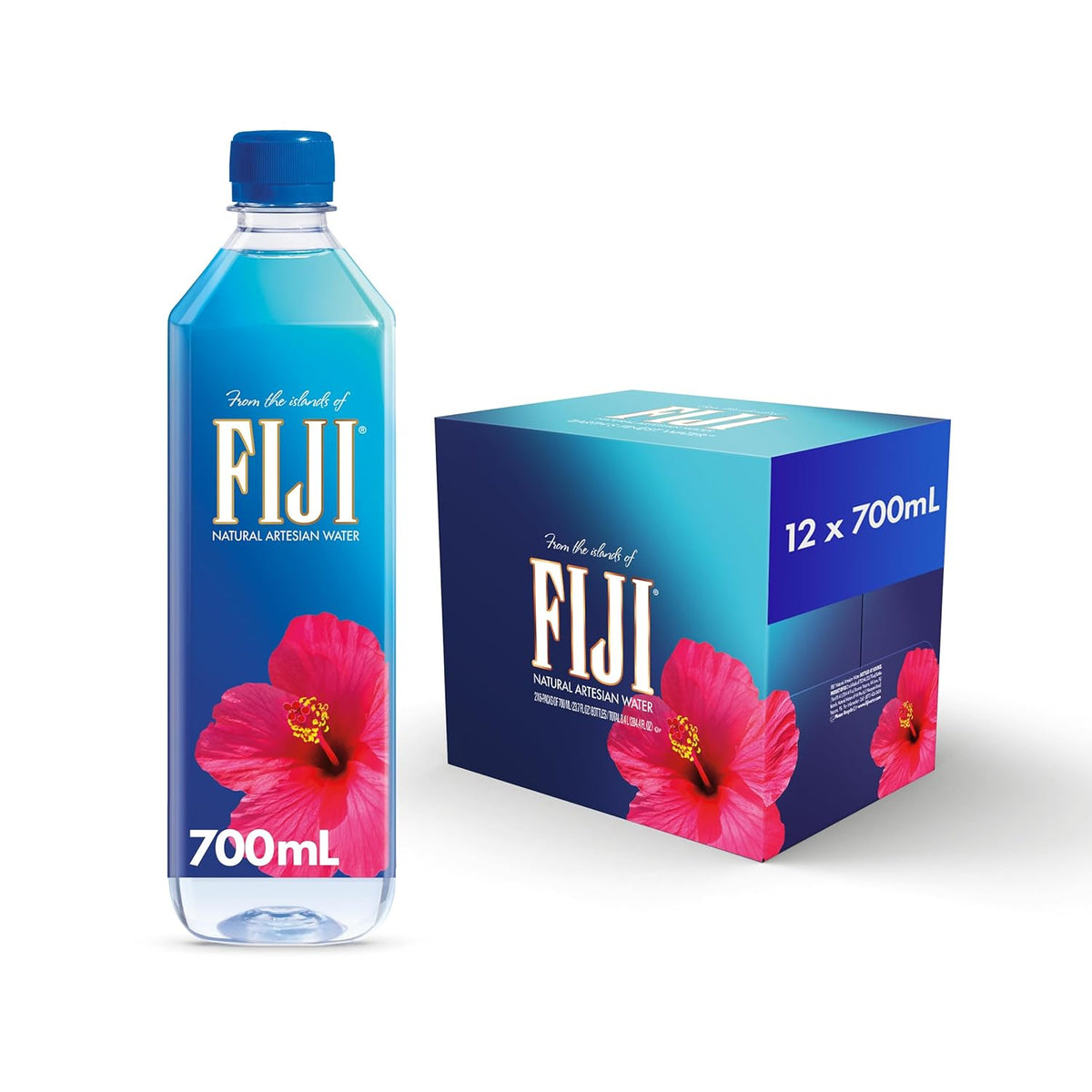 Fiji Natural Artesian Bottled Water 330mL, 11.15 Fl Oz, pack of 24, showcasing clear water in branded bottles with natural electrolytes.