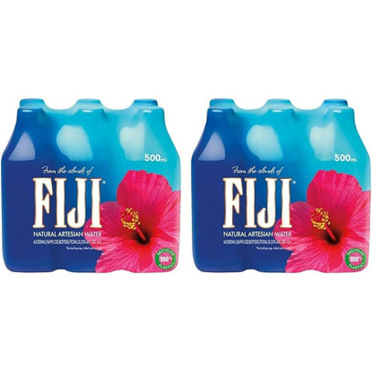 Fiji Natural Artesian Bottled Water 330mL pack of 24, showcasing clear water in branded bottles with natural electrolytes.