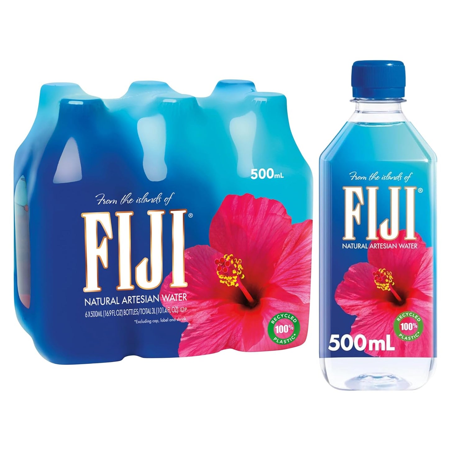 Fiji Natural Artesian Bottled Water 330mL pack of 24, showcasing clear water in branded bottles with eco-friendly cap design.