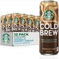Starbucks Cold Brew Coffee with Vanilla Sweet Cream in 11 fl oz cans, 12-pack, premium iced coffee drink.