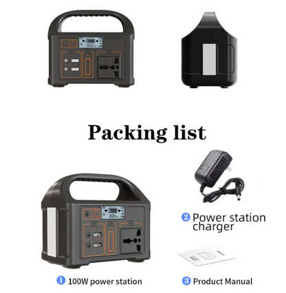 Camping super power bank by BACKUPMYFILESNOW.COM® with multiple USB ports and compact design for outdoor charging.