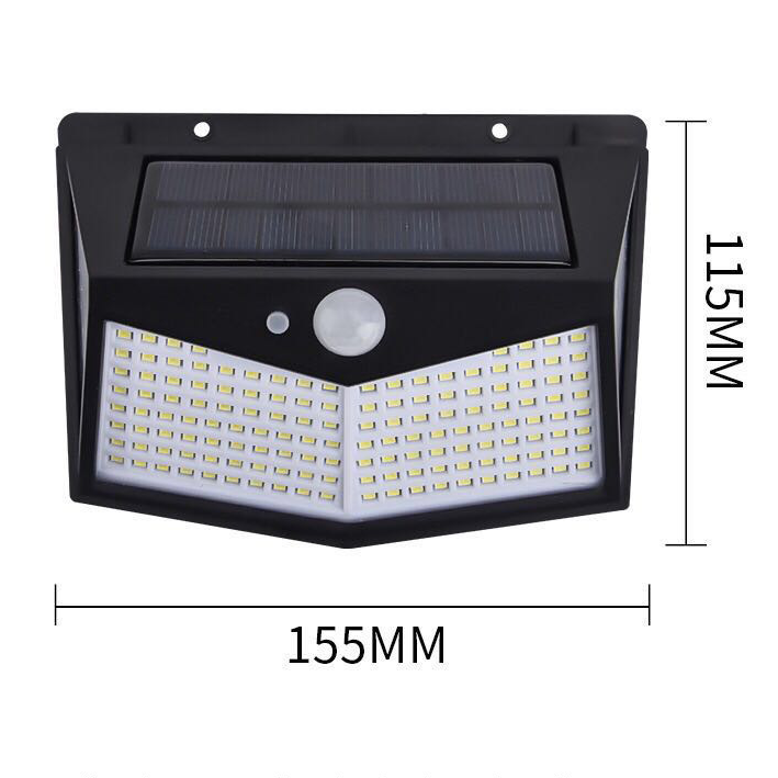 100 LED solar security light with motion sensor, outdoor waterproof design, ideal for home security lighting.
