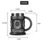 Viking wood style beer mug with 3D resin and stainless steel, double wall thermal design, suitable for beer, coffee, or wine.