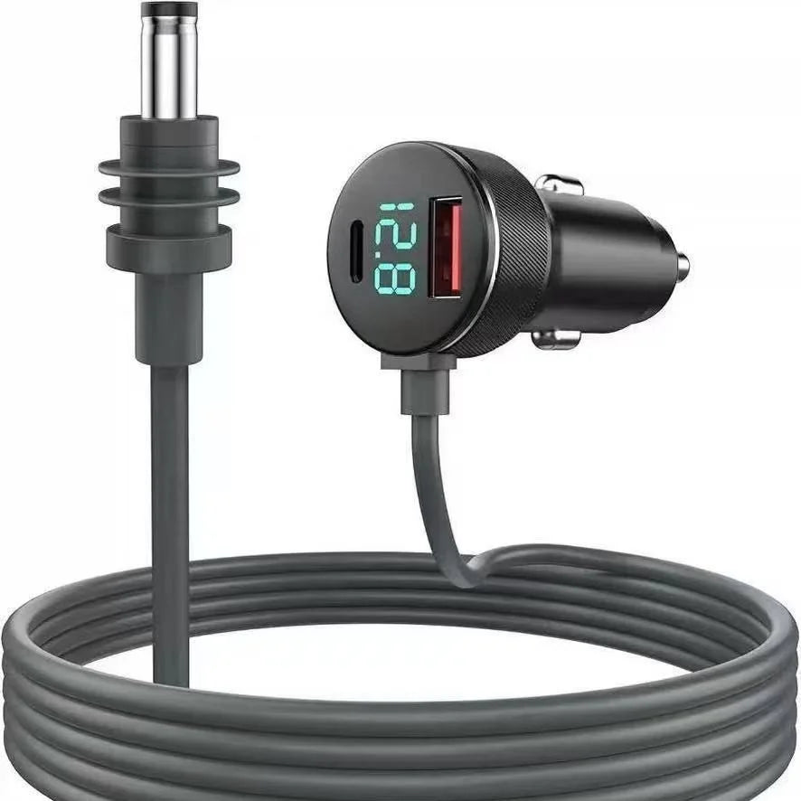 Fourth-generation MINI 30V Digital Display Type-C Car Charger by BACKUPMYFILESNOW.COM® with waterproof design and three-in-one fast charging.