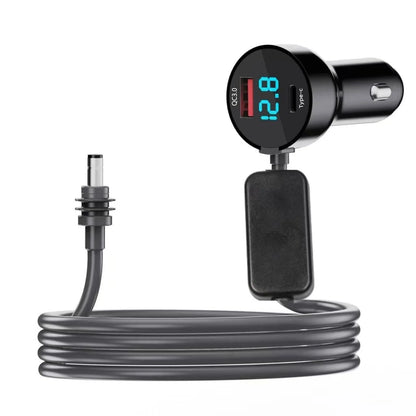 BackupMyFilesNow fourth-gen mini 30V digital display Type-C waterproof car charger with three-in-one fast charging for 12V/24V vehicles.