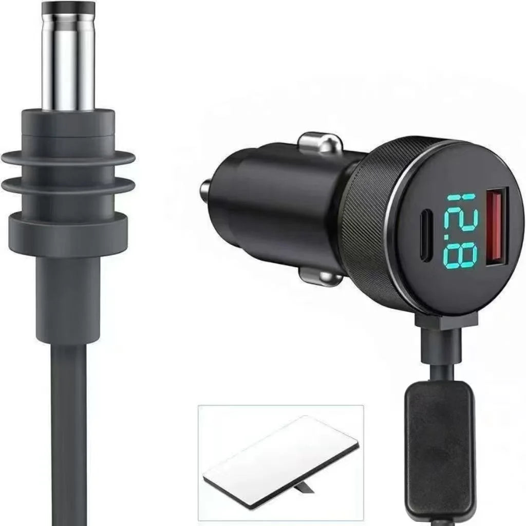 Fourth-generation Mini 30V digital display Type-C DC car charger with waterproof, three-in-one fast charging for vehicles.