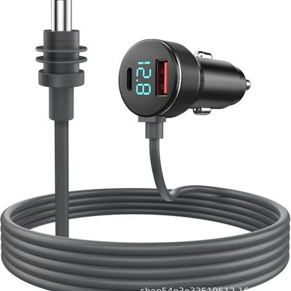 Fourth-generation Mini 30V digital display Type-C waterproof car charger with three-in-one fast charging for 12V and 24V vehicles.