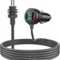 Fourth-generation Mini 30V digital display Type-C waterproof car charger with three-in-one fast charging for 12V and 24V vehicles.