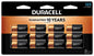 Duracell CR123A 3V lithium batteries in a 12-pack, used for flashlights, security devices, and home automation.
