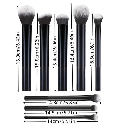 BackupMyFilesNow 12-piece long handle makeup brush set with soft bristles and portable wash bag, ideal for full face makeup beginners.