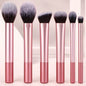 Long handle makeup brush set with soft bristles in a portable wash bag, ideal for beginners and full face makeup application.