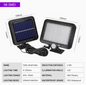 COB LED solar-powered motion sensor security lamp with 120 LEDs, ideal for outdoor security lighting.