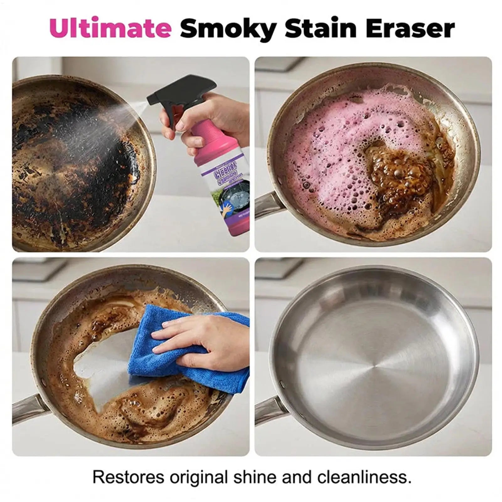 BackupMyFileSNOW® 120ml multi-purpose degreaser spray with sponge cloth, ideal for cleaning countertops, range hoods, and grill grates.