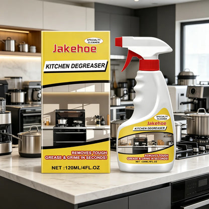 BACKUPMYFILESNOW® Jakehoe Kitchen Degreaser spray with heavy grease removal, powerful cleaning, gentle formula for kitchen surfaces.
