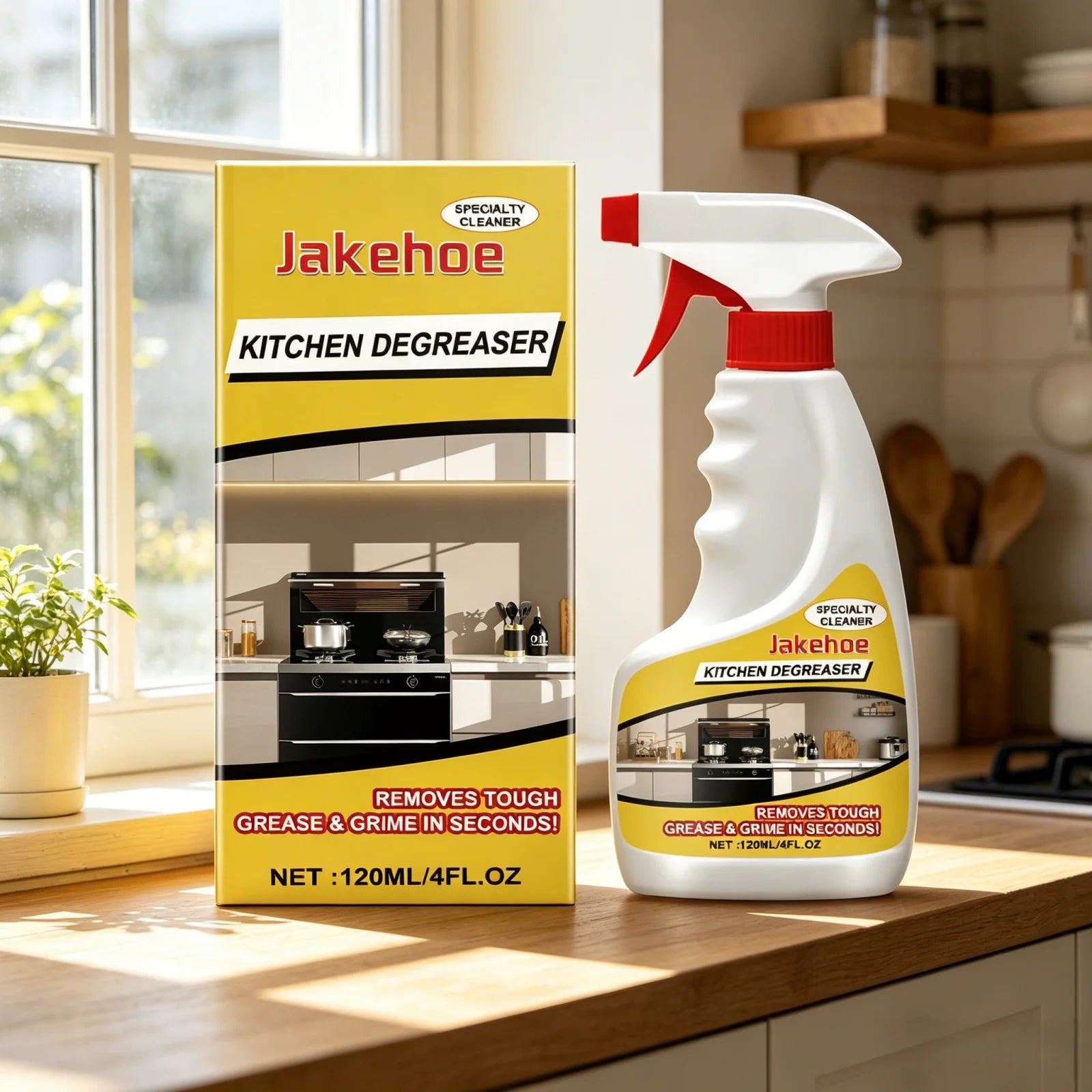 BACKUPMYFILESNOW.COM® Jakehoe Kitchen Degreaser spray with powerful grease removal and gentle formula for kitchen cleaning.