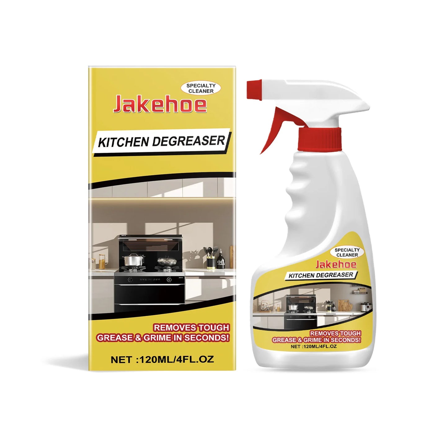 BACKUPMYFILESNOW.COM® Jakehoe Kitchen Degreaser spray removing heavy grease from kitchen surfaces with powerful, gentle cleaning action.