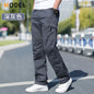 Men's black cotton cargo pants with multiple pockets, casual and climbing joggers, suitable for work, sports, and outdoor activities.