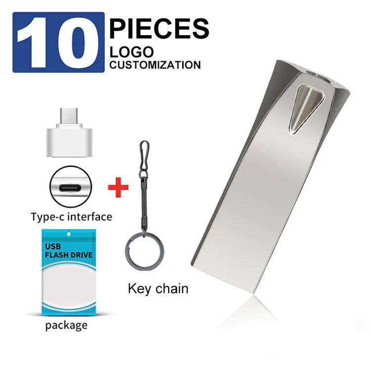 BackupMyFilesNow 128GB USB 3.0 Mini Metal Pen Drive in black, available in various storage sizes with logo branding.