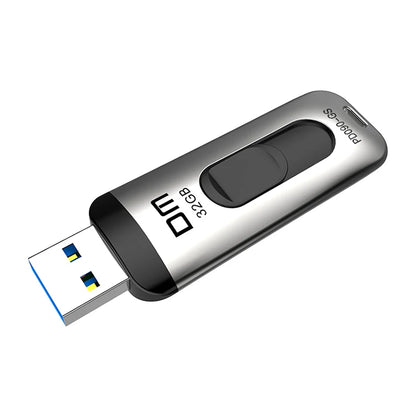 Silver USB 3.0 flash drive by BackupMyFilesNow.com, 16GB to 256GB capacity, push-pull metal design, new stock product.