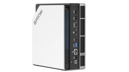 GMKtec EVO-X2 AMD R AI Max+ 395 Mini PC with 16-core CPU, 128GB RAM, 2TB SSD, silver finish, gaming and AI performance.