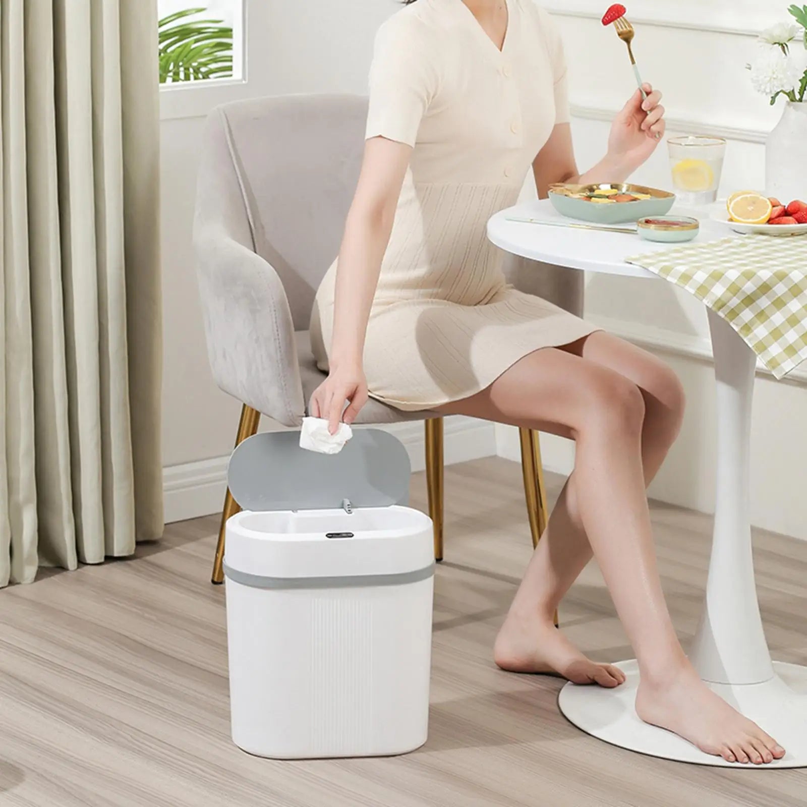 Smart Sensor 12L waterproof electric trash can by BackupMyFilesNow.com, featuring touchless, narrow design for home, hotel, or office use.